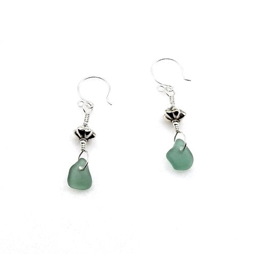 teal green charms silver flower Bali accents