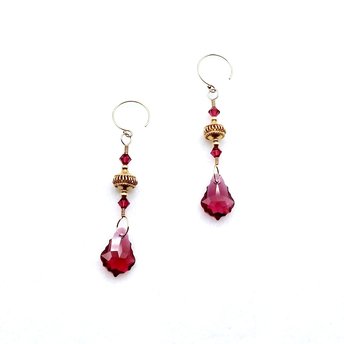 ruby red crystal earrings