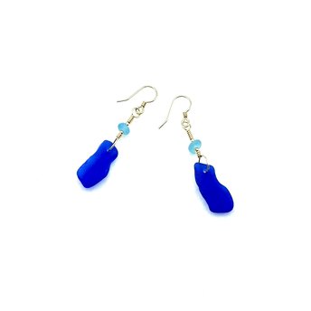 blue sea glass earrings