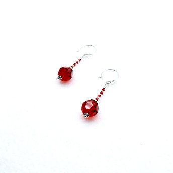 red dangle earrings