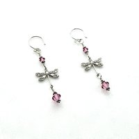 Dragonfly Earrings Pink Crystal Swarovski Elements Jewelry Gifts