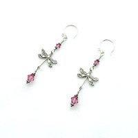 Dragonfly Earrings Pink Crystal Swarovski Elements Jewelry Gifts