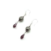 Teardrop Earrings Purple Amethyst Swarovski Elements Jewelry