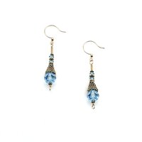light blue long gold dangles