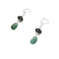 teal sea glass drop earrings