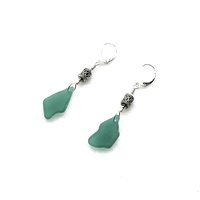 teal sea glass earrings