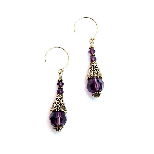 purple crystal earrings for women