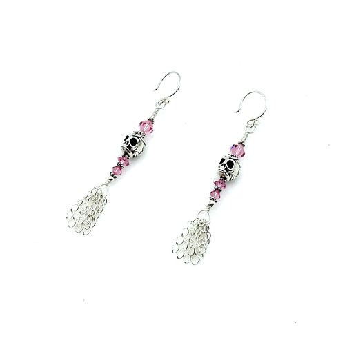 Skull Earrings Swarovski Elements Pink Crystal Jewelry Canada