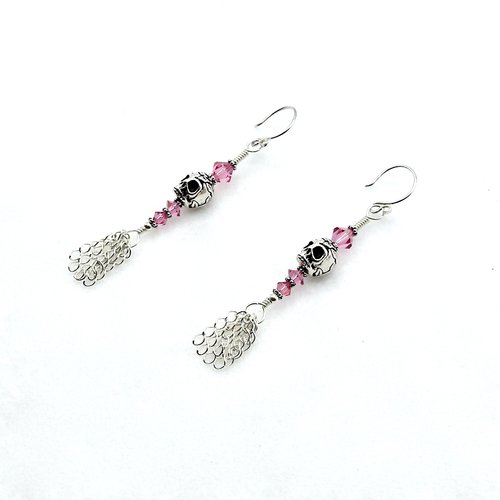 Skull Earrings Swarovski Elements Pink Crystal Jewelry Canada