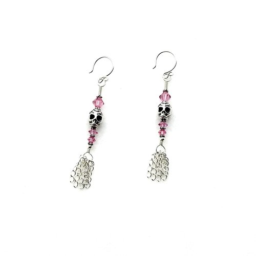 Skull Earrings Swarovski Elements Pink Crystal Jewelry Canada