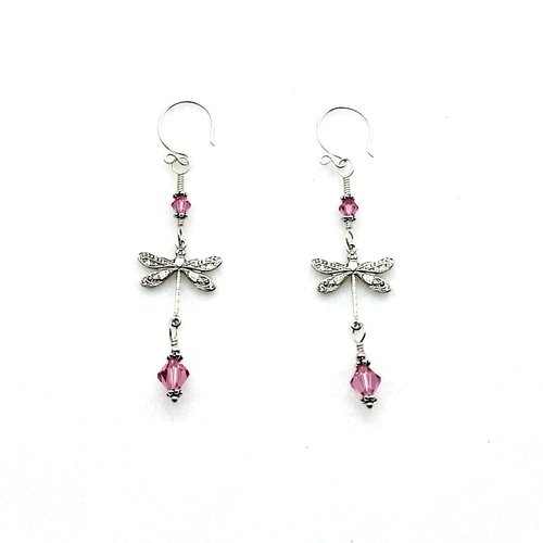 Dragonfly Earrings Pink Crystal Swarovski Elements Jewelry Gifts