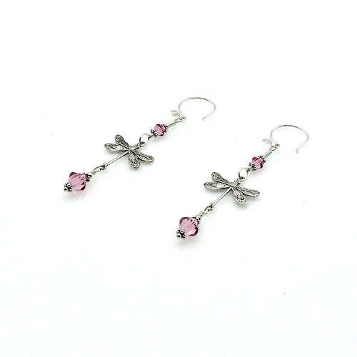 Dragonfly Earrings Pink Crystal Swarovski Elements Jewelry Gifts