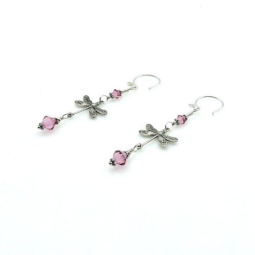Dragonfly Earrings Pink Crystal Swarovski Elements Jewelry Gifts