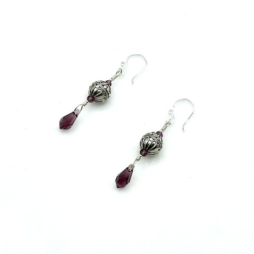 Teardrop Earrings Purple Amethyst Swarovski Elements Jewelry