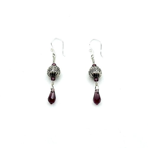 Teardrop Earrings Purple Amethyst Swarovski Elements Jewelry