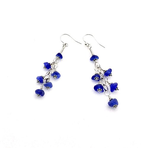 cobalt blue sea glass earrings