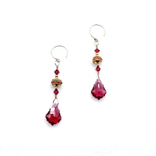 ruby red crystal earrings