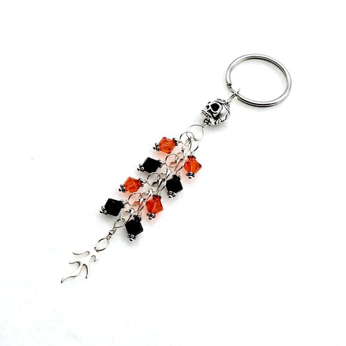 orange and black crystal keyring