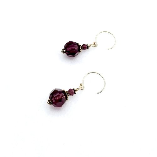 Short Dangle Purple Earrings Swarovski Elements Jewelry Gifts