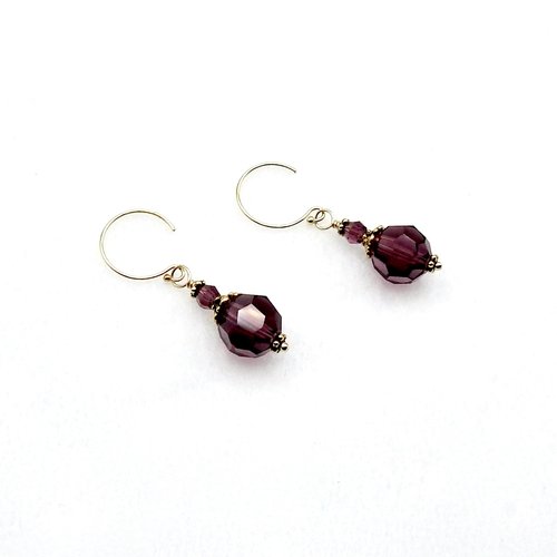 Short Dangle Purple Earrings Swarovski Elements Jewelry Gifts