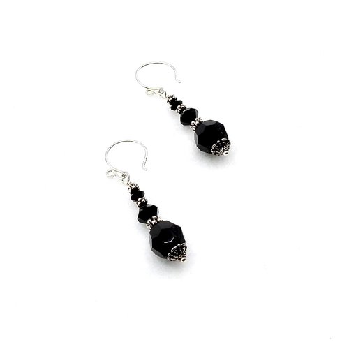 Black Crystal Earrings Swarovski Elements Jewelry for Women