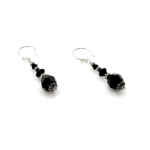 Black Crystal Earrings Swarovski Elements Jewelry for Women