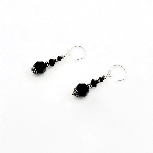 Black Crystal Earrings Swarovski Elements Jewelry for Women