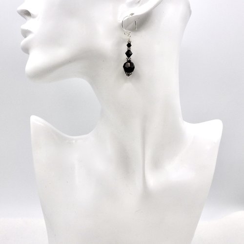 Black Crystal Earrings Swarovski Elements Jewelry for Women