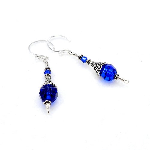 Blue Crystal Earrings Swarovski Elements Gifts Made in Canada 