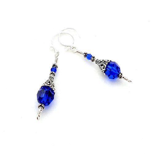 Blue Crystal Earrings Swarovski Elements Gifts Made in Canada 