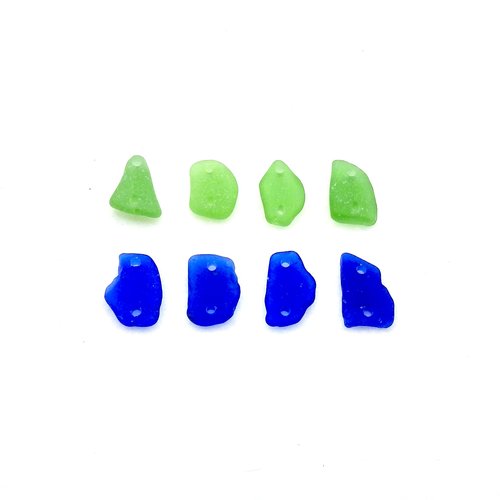 Sea Glass Connector Links Drilled Beach Beads for Jewelry Making Crafts 