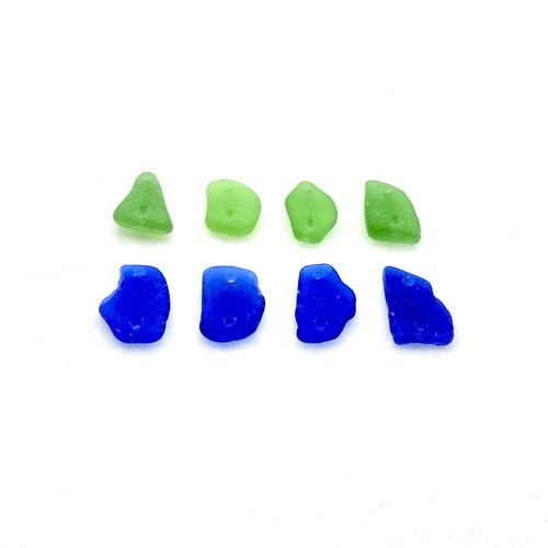 Sea Glass Connector Links Drilled Beach Beads for Jewelry Making Crafts 