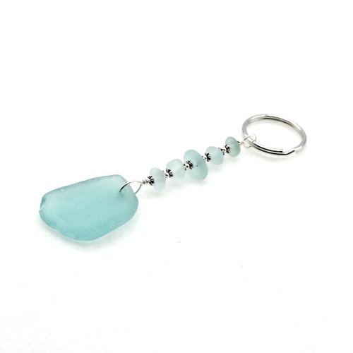 Sea Glass Keychain Aqua Blue Pendant Keyring for Women Gifts Canada