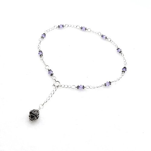 Crystal Anklet for Women Violet Purple Swarovski Elements 