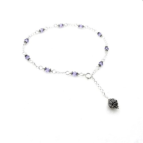 Crystal Anklet for Women Violet Purple Swarovski Elements 