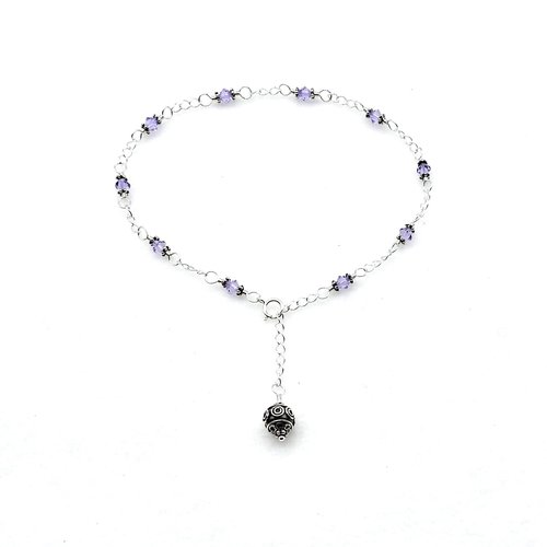 Crystal Anklet for Women Violet Purple Swarovski Elements 