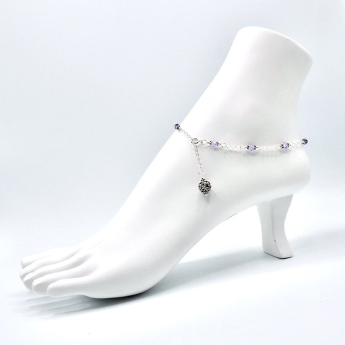 Crystal Anklet for Women Violet Purple Swarovski Elements 