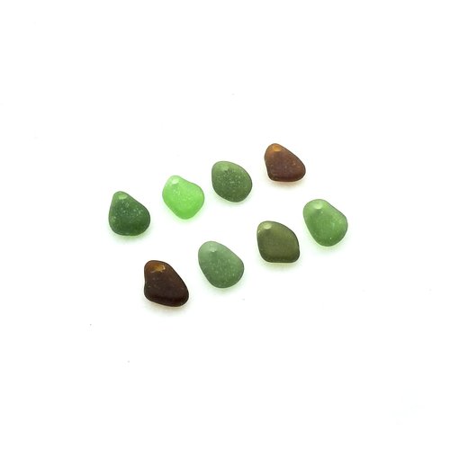 top drilled beach glass tiny pendants