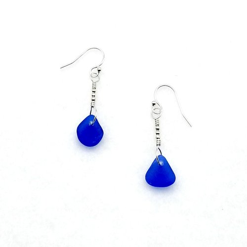 cobalt blue sea glass earrings