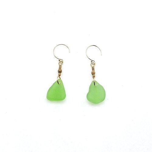 green sea glass earrings