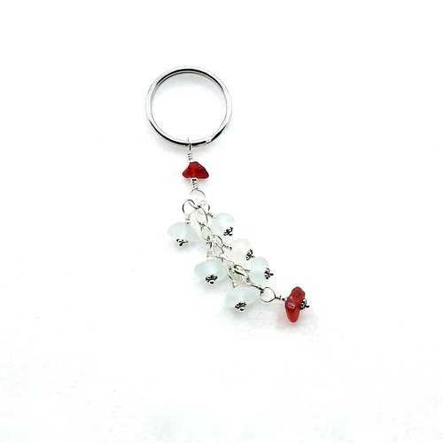 shades of white with red accents