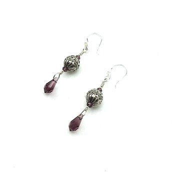 Teardrop Earrings Purple Amethyst Swarovski Elements Jewelry