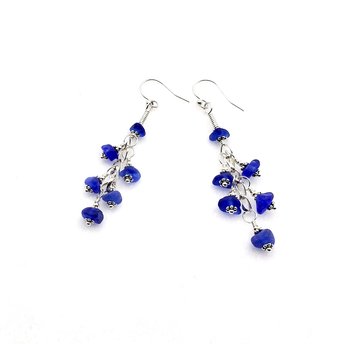 cobalt blue sea glass earrings