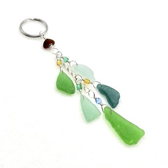 Beach Glass Keychain Long Dangle Charm Keyring Canada