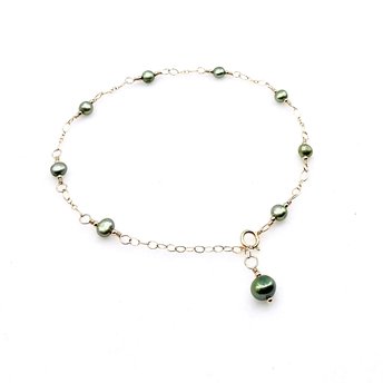green pearl anklet for women