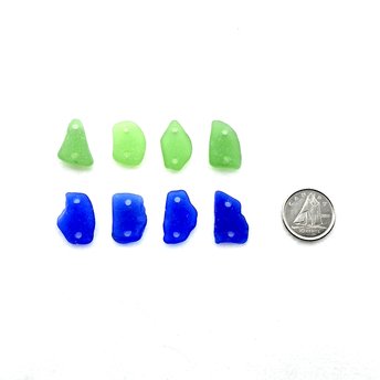 Sea Glass Connector Links Drilled Beach Beads for Jewelry Making Crafts 