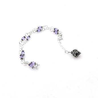 Crystal Anklet for Women Violet Purple Swarovski Elements 
