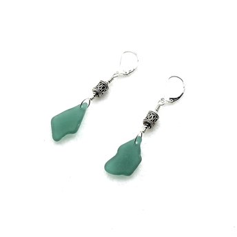 teal sea glass earrings