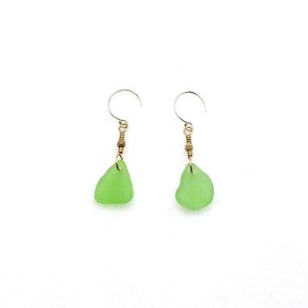 green sea glass earrings